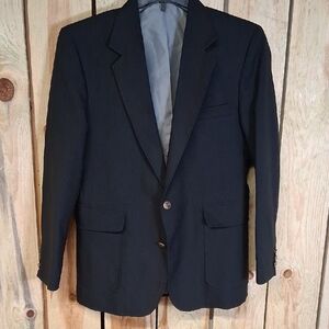 Mens Haggar Gentlemans Fit Dark Blue Blazer Sport Coat Size 38S Office Wedding